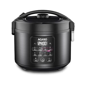 AGARO Regal Electric Rice Cooker, 3 Litres Ceramic Inner Bowl, 750gms (approx. 5 cups) raw rice, SS Steamer, Preset Cooking Functions, Preset Timer, Keep Warm Function, LED Display, Black